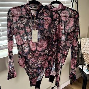 Sheer floral Bodysuit- Melanie Bodysuit